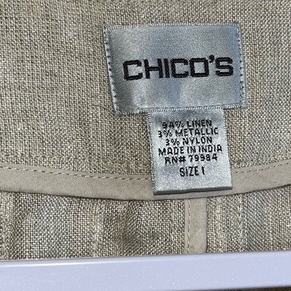 Chico’s Womens Tunic Linen Blend Blazer Jacket Size Medium Jewl Embroidered - Picture 13 of 16